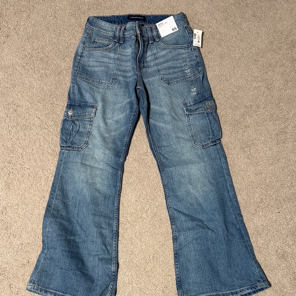 Aeropostale Light Blue Mid Rise cargo  Flare Jeans